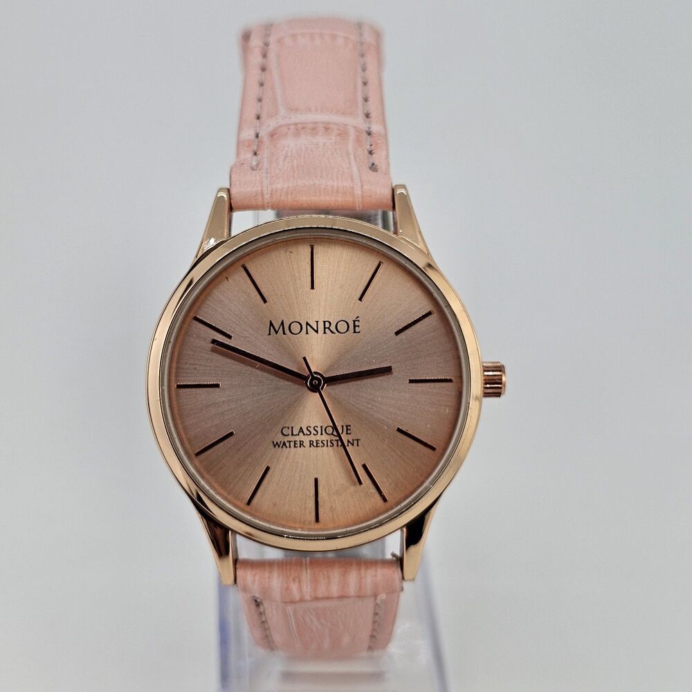 36MM Women's Watch Rose Gold Dial Case New Pink Leather Bands New Battery